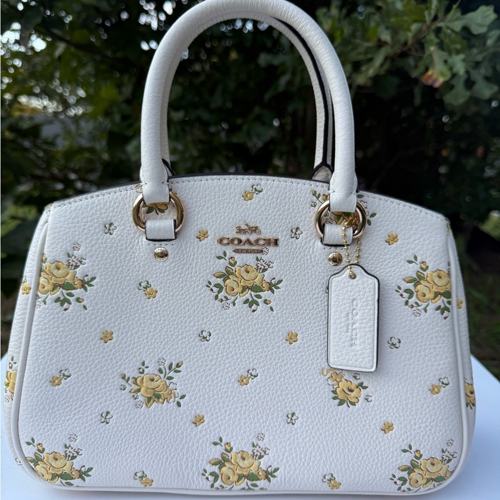 Coach Small Savanah White and Yellow Floral Satchel